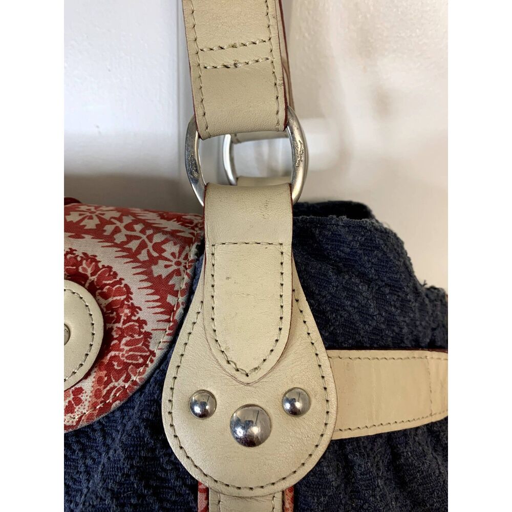 Longchamp RARE Idole Canvas Fabric and Leather Blue Floral Satchel Shoulder Bag - Picture 12 of 14